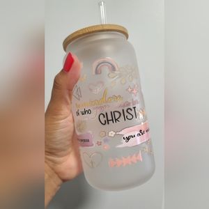 Christian frosted glass tumbler